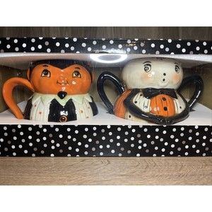 NEW Halloween Spider & Devil Pumpkin Peep Mugs By JOHANNA PARKER DESIGN